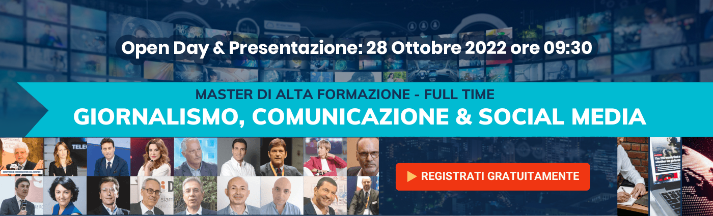 Master in “Giornalismo, Comunicazione e Social Media”: partecipa all’Open Day del 28 ottobre