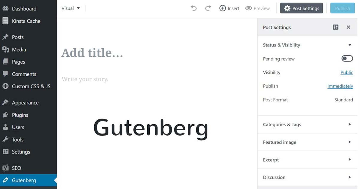 Gutenberg Wordpress Editor Interface